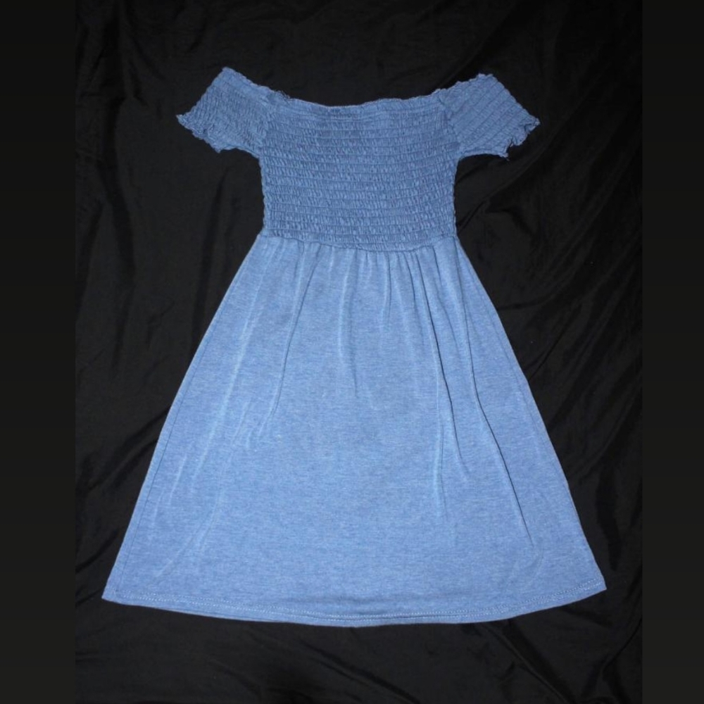 Blue 'off-the-shoulders' Dress/Blouse - M, fits S - Picture 1 of 3